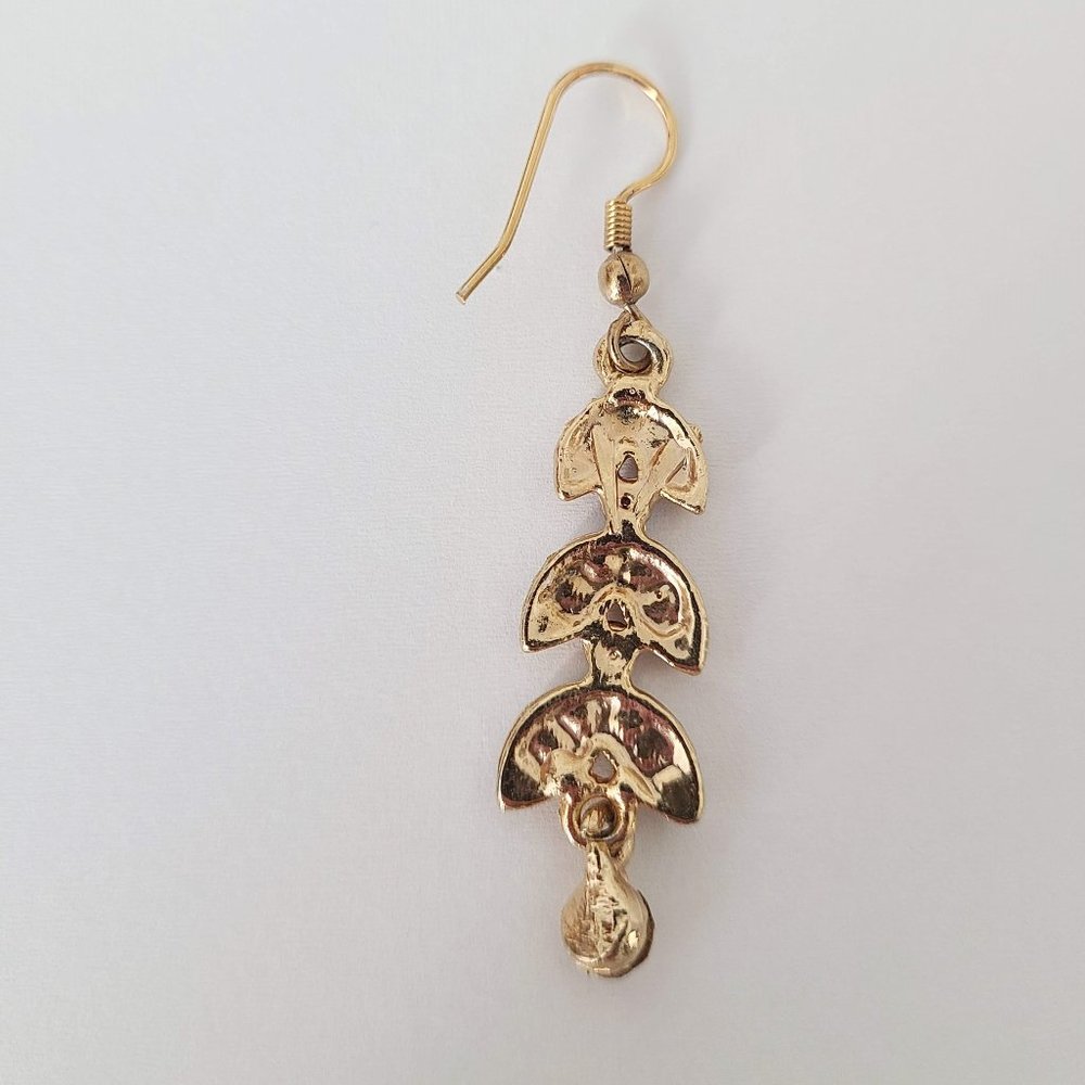 Gold Rhinestone Drop Earrings - Picture 5 of 6